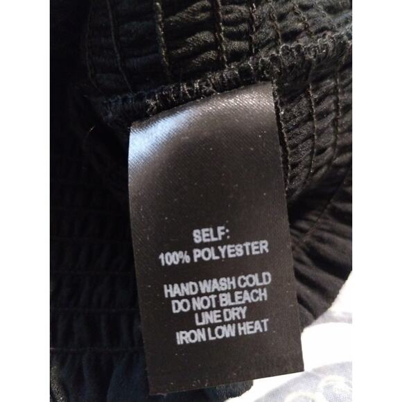 Lulus Women's size M Savia Black Smocked Puff Sleeve Crop Whimsigoth Witchy Top - Picture 12 of 12